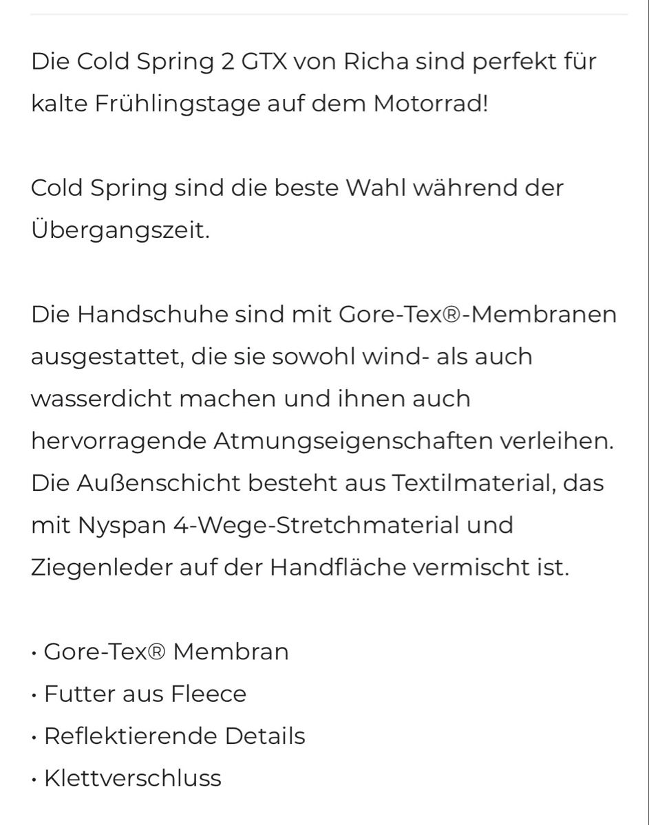 Guanti & manicotti: Handschuhe Richa Cold Spring – Nuovo (secondo la descrizione) da Zürich venduto da haschmet 2