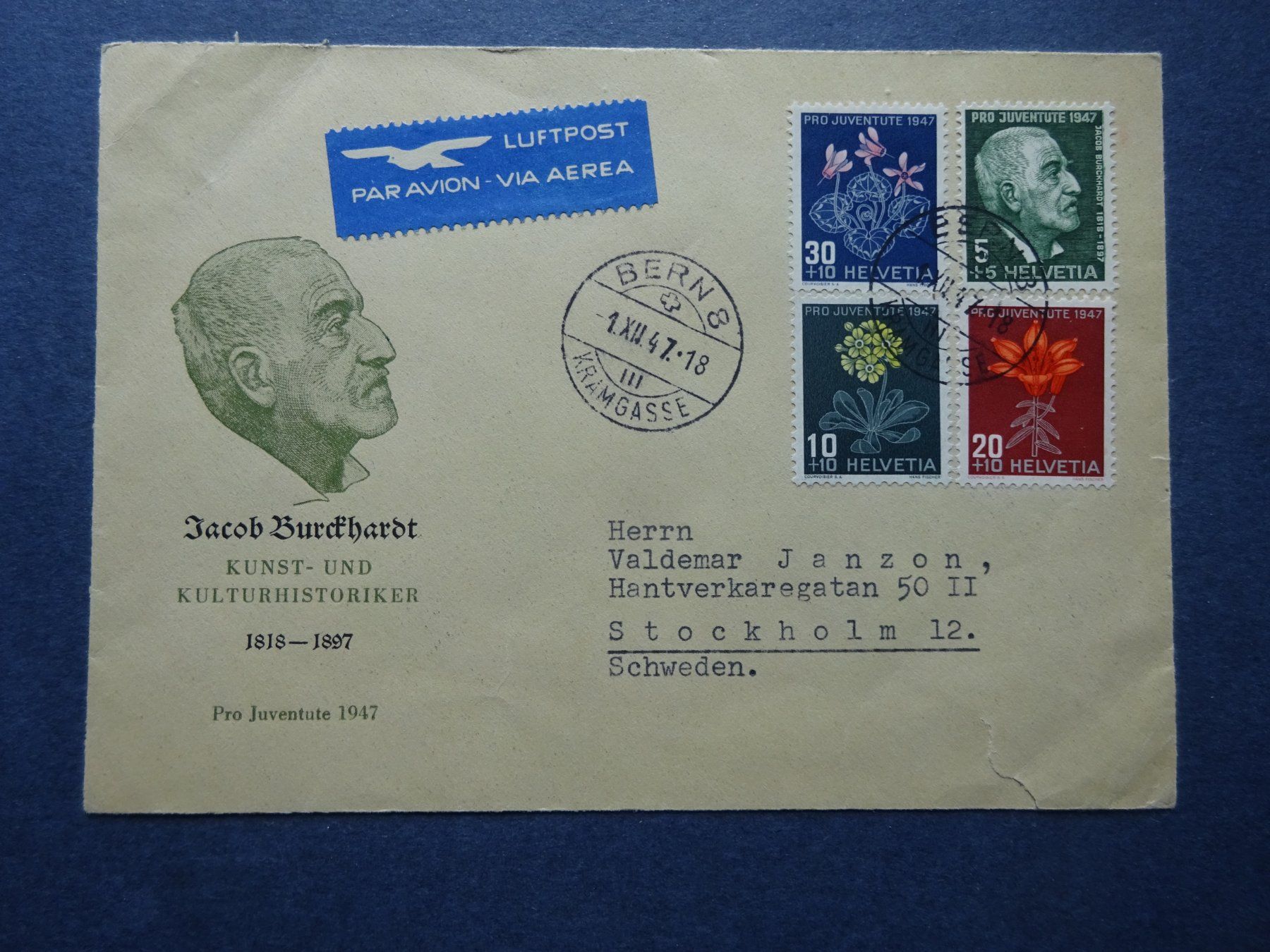 Alle Briefmarken: 1947 Pro Juventute FDC mit seltener Illustration – Gebraucht aus Appenzell-Steinegg von adi1975