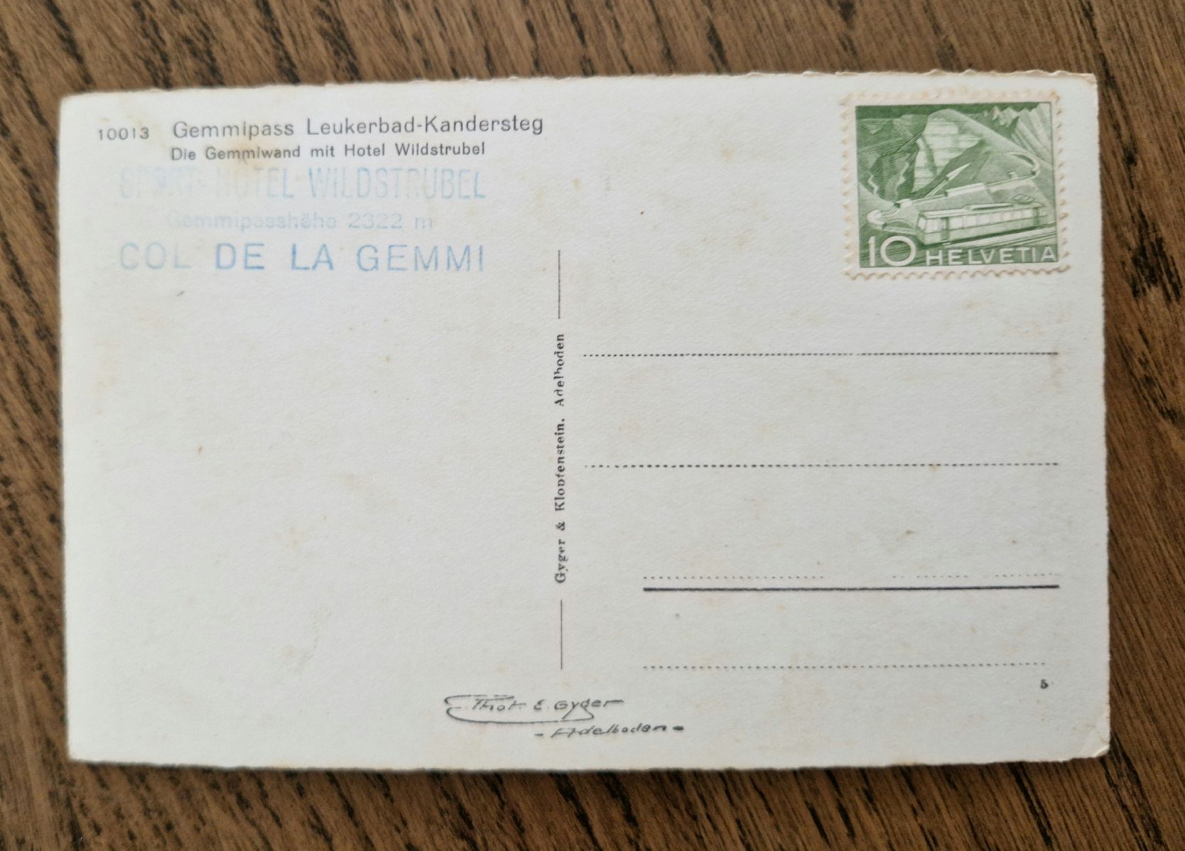 Ansichtskarten: Gemmipass, Hotelstempel Hotel Wildstrubel – Gebraucht aus Ebikon von Donar50 2