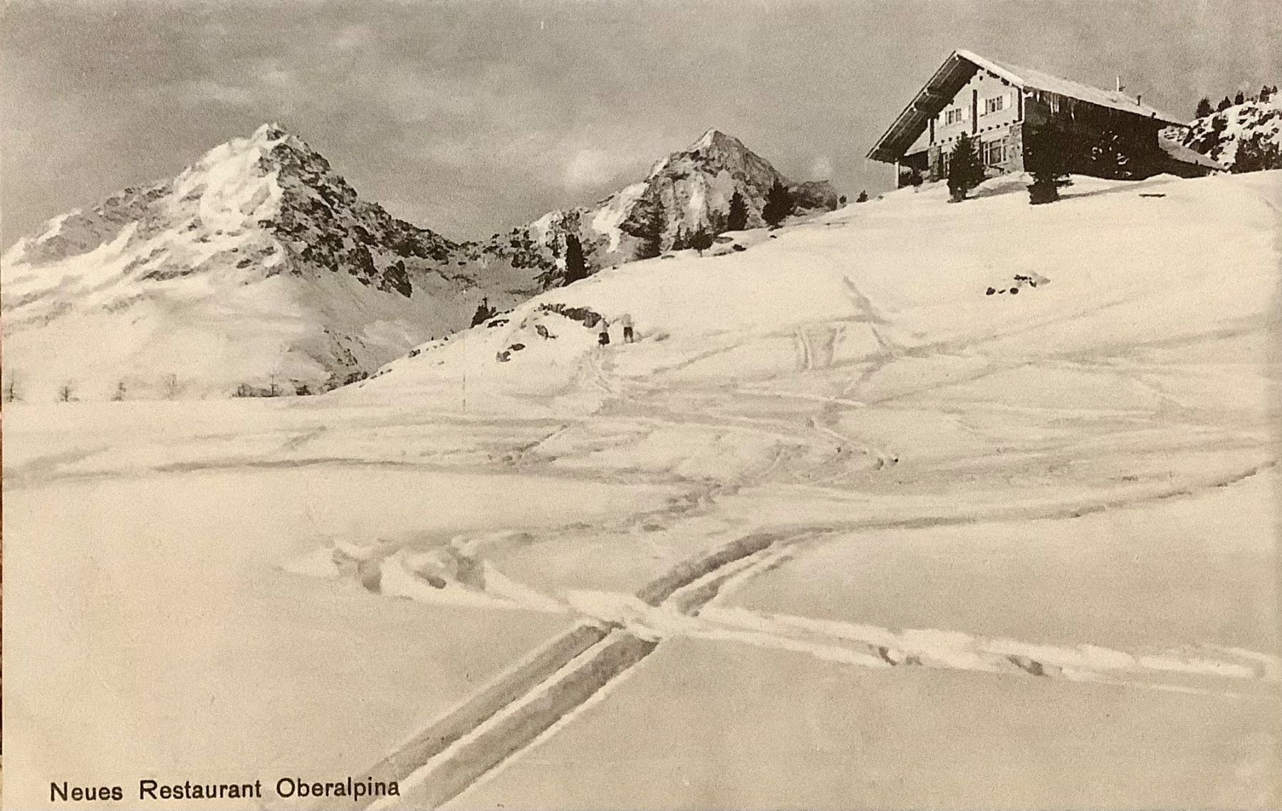 Cartoline postali: NEUES RESTAURANT OBERALPINA - Winterlandschaft - Engadin – Usato da Root venduto da ENGLAND-TREASURES 1