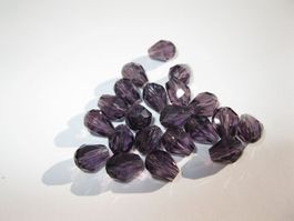 25 Glasperlen Tropfen facettiert, violett, 7mm