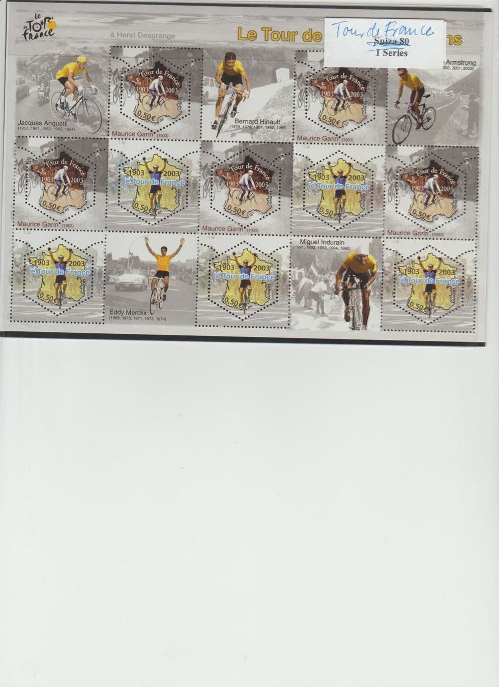 Tous les timbres: Tour de France feuillet ** – Neuf (Voir description) à Lausanne par Whorvath
