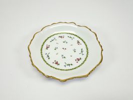 Limoges Teller mit Goldrand und Blumenmotiv, Ø 20 cm