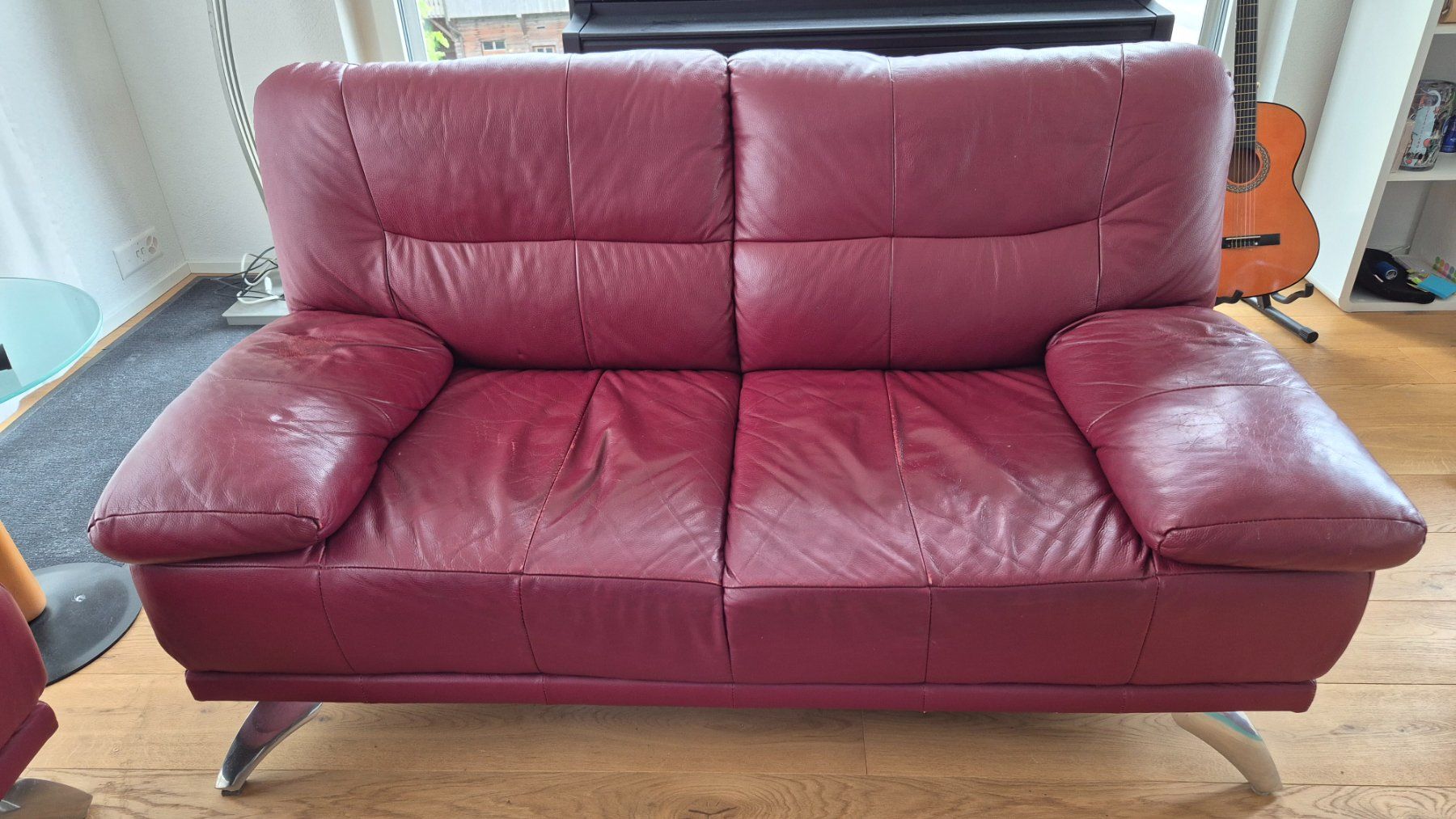 Livique Sofas: Bordeaux-rotes Ledersofa-Set (3er + 2er) – Gebraucht aus Unterägeri von Daoguido 2