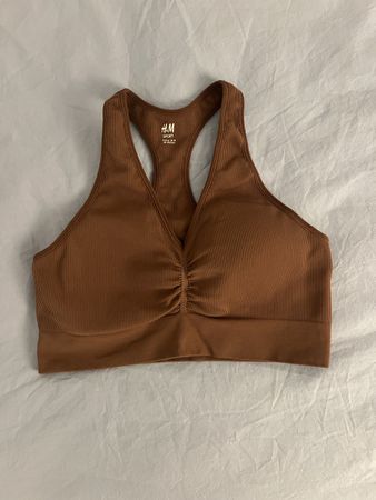 H&M Sport-BH gerippt braun Grösse S
