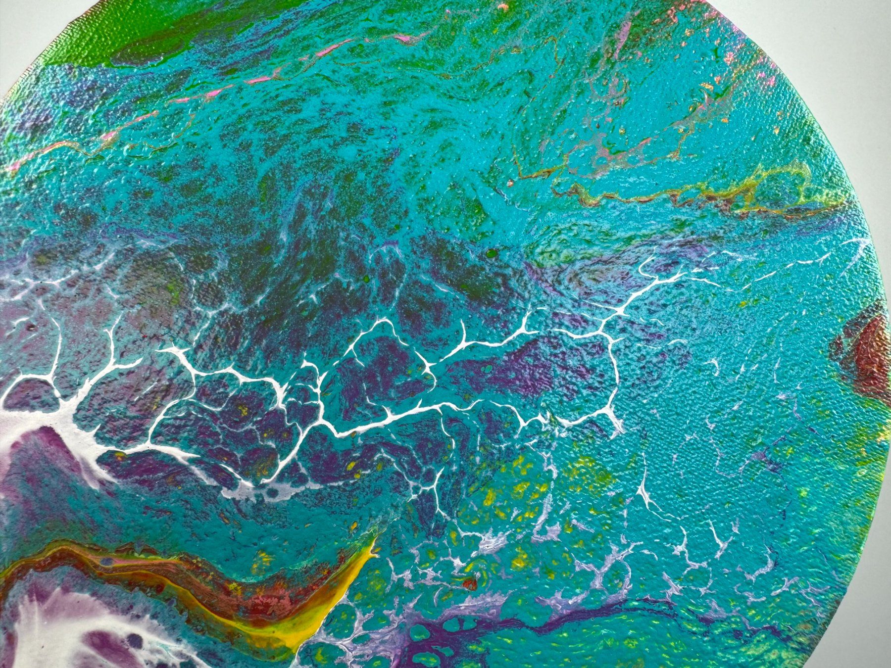 Gemälde: Acryl-Flüssigmalerei, kreisförmig – Gebraucht aus Schlieren von MayaSheng1983 1