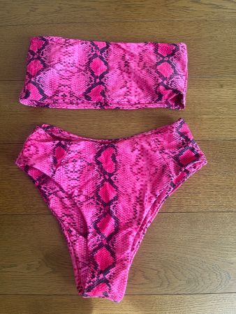 Pinker Schlangenmuster Bikini, Gr. S - Sommer Must Have!