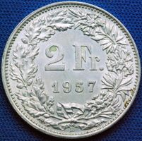 Silberner 2.- Jg. 1957 in schönem Zustand