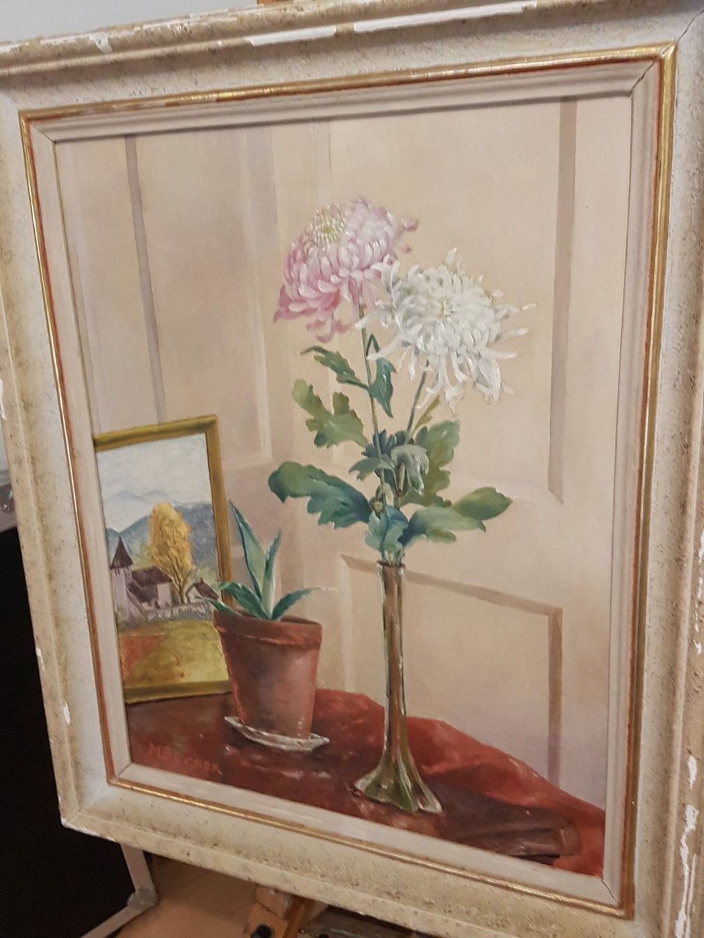 Dipinti: Ölgemälde Stillleben "Chrysanthemen" - signiert M. Berner – Usato da Glattbrugg venduto da casabelavista 2