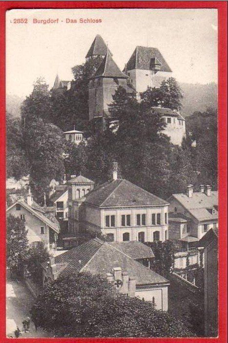 Cartoline postali: BURGDORF, TEILANSICHT MIT SCHLOSS 1913 – Usato da Grüningen venduto da Kartenlaube