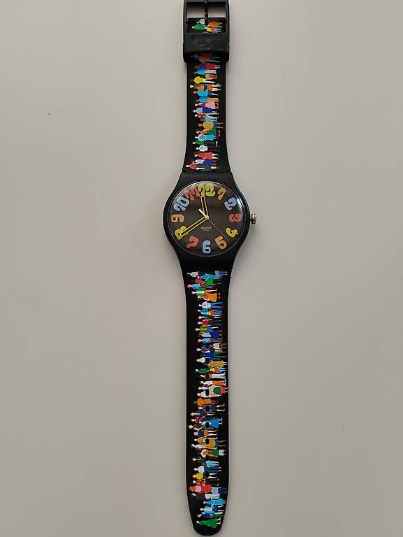 Orologi: Swatch Sammler Uhr schwarz multicolor – Usato da Giswil venduto da Anubis20 1