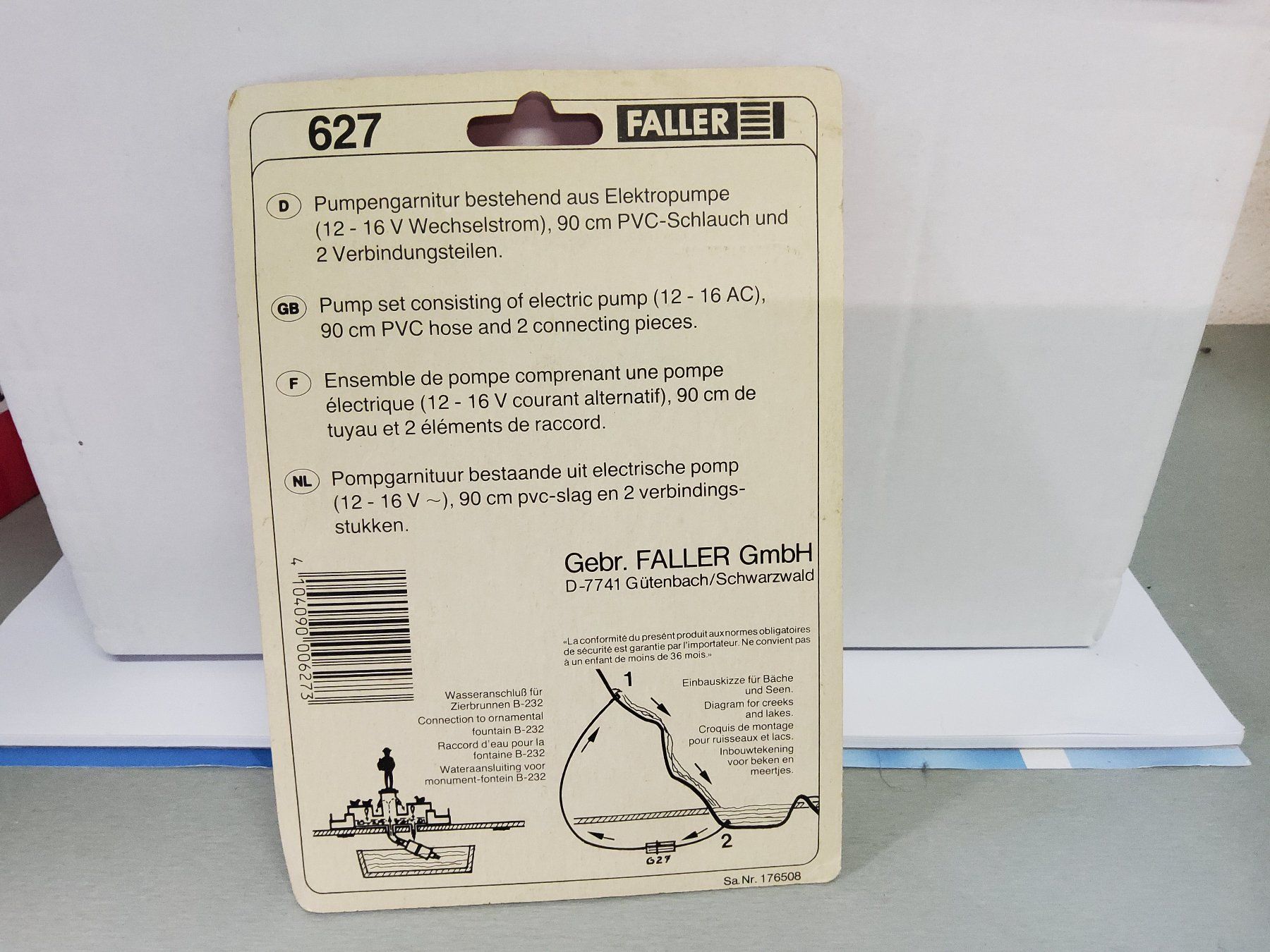 Faller Modellini di ferrovie: Faller Pumpengarnitur Wasserpumpe H0, Nr. 627 – Nuovo e nell'imballaggio originale da Grüningen venduto da VENOM59 1