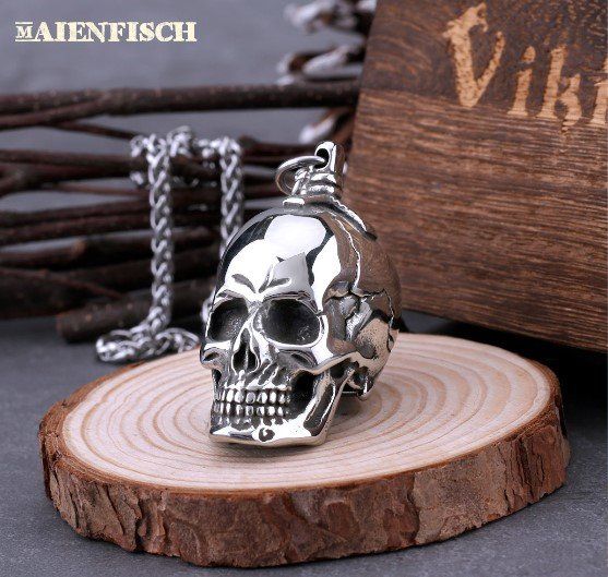Memento Maury Schädel Anhänger - Gothic Halskette Für Männer Mit Totenkopf Design