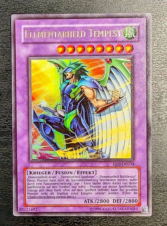 Yugioh Carte collezionabili: Yugioh EEN-DE034 Elementar-HELD Tempest Ultra Rare EX DE – Usato da Winterthur venduto da Cyrus14.ygo