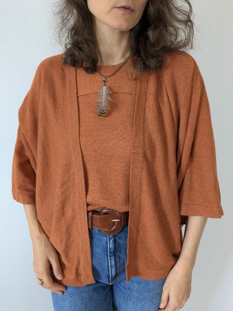 Esisto Set: T-Shirt + Jacke  Damen Grösse M Braun Leinen Mix