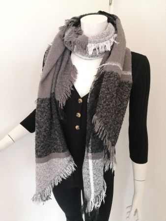 🤩SCHAL KARIERT SCHWARZ-WEISS-GRAU