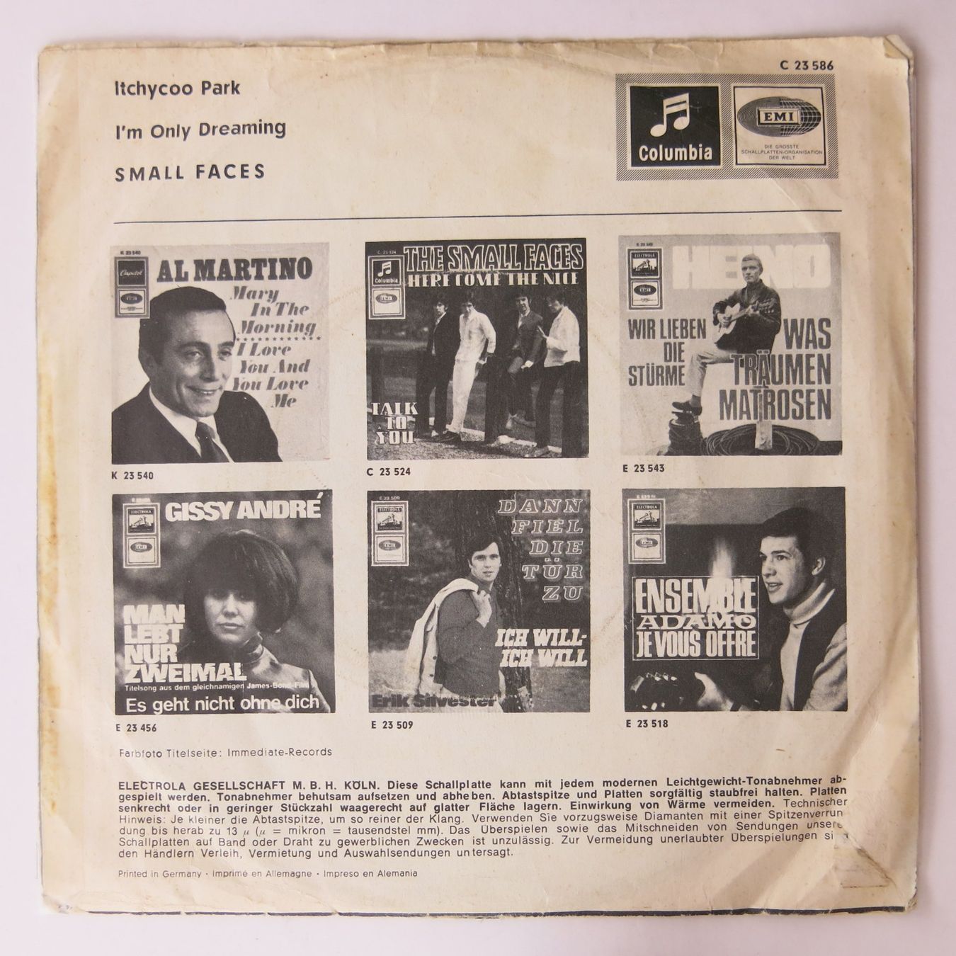 Dischi in vinile: Vinyl-Single 7" Small Faces-Itchycoo Park – Usato da Bözen venduto da Keramik22 1