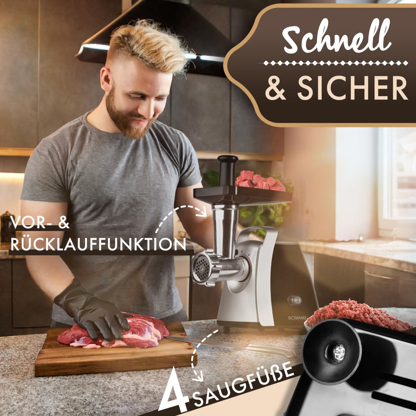 Appareils de cuisine: Fleischwolf Hackfleischmaschine 1000W 3 Scheiben Wurstfüller – Neuf avec emballage d'origine à Herisau par Serenco 1
