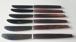 6 couteaux vintage avec manches en bois