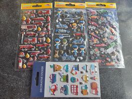 4 Bogen Sticker Fahrzeuge Feuerwehr, Polizei, Motorrad Neu