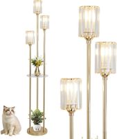 Stehlampe Kristall Gold mit Regal 168cm 3-flammige Vintage