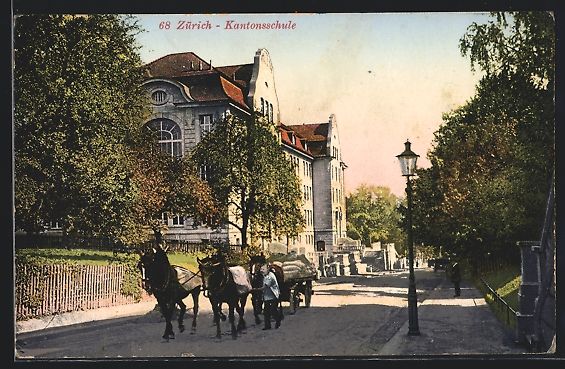 Cartes postales: AK Zürich, Kantonsschule, 1917 – D'occasion à Berlin par bartko-reher