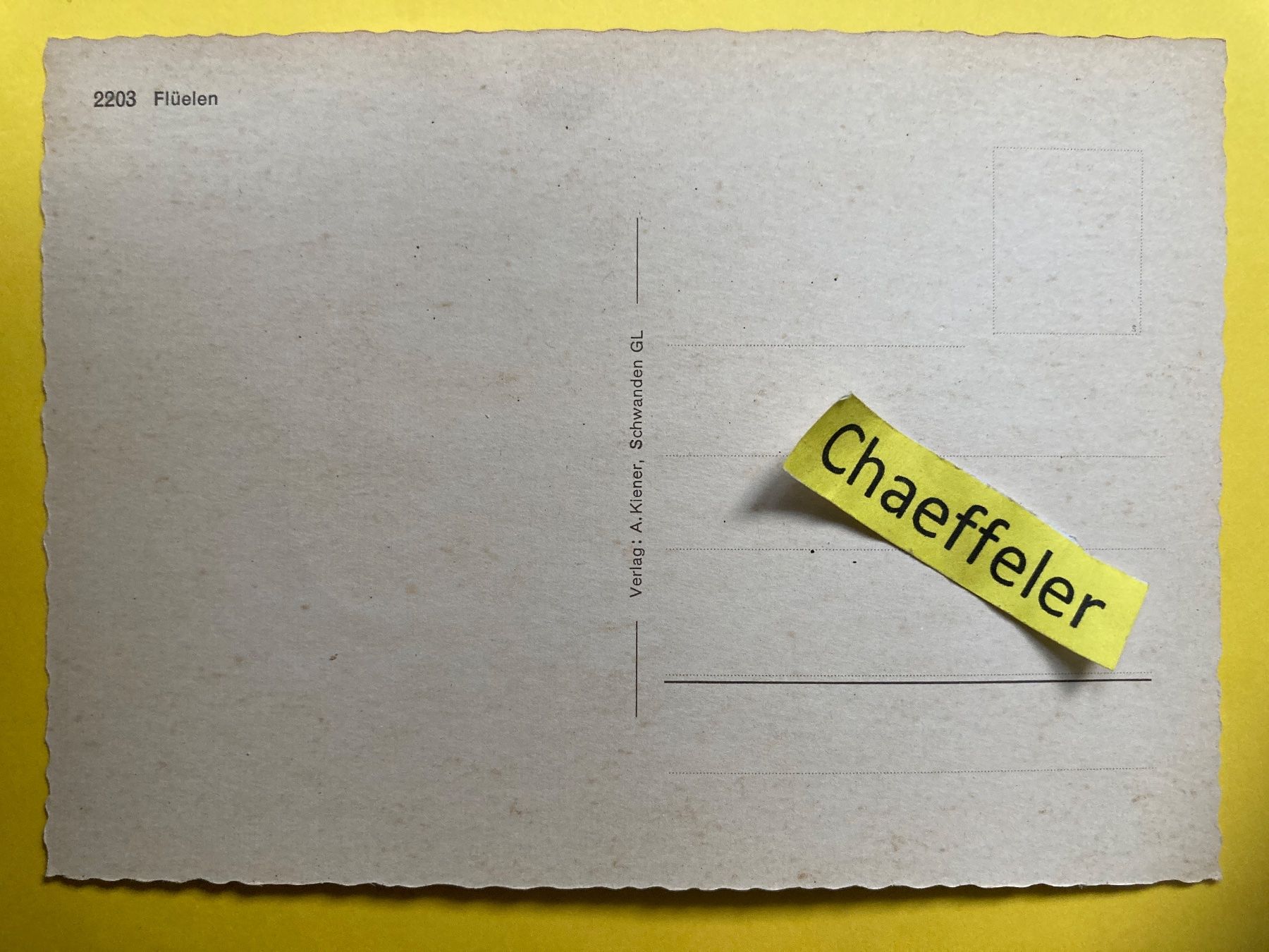 Ansichtskarten: 2203 Flülen – Gebraucht aus Zürich von Chaeffeler 1