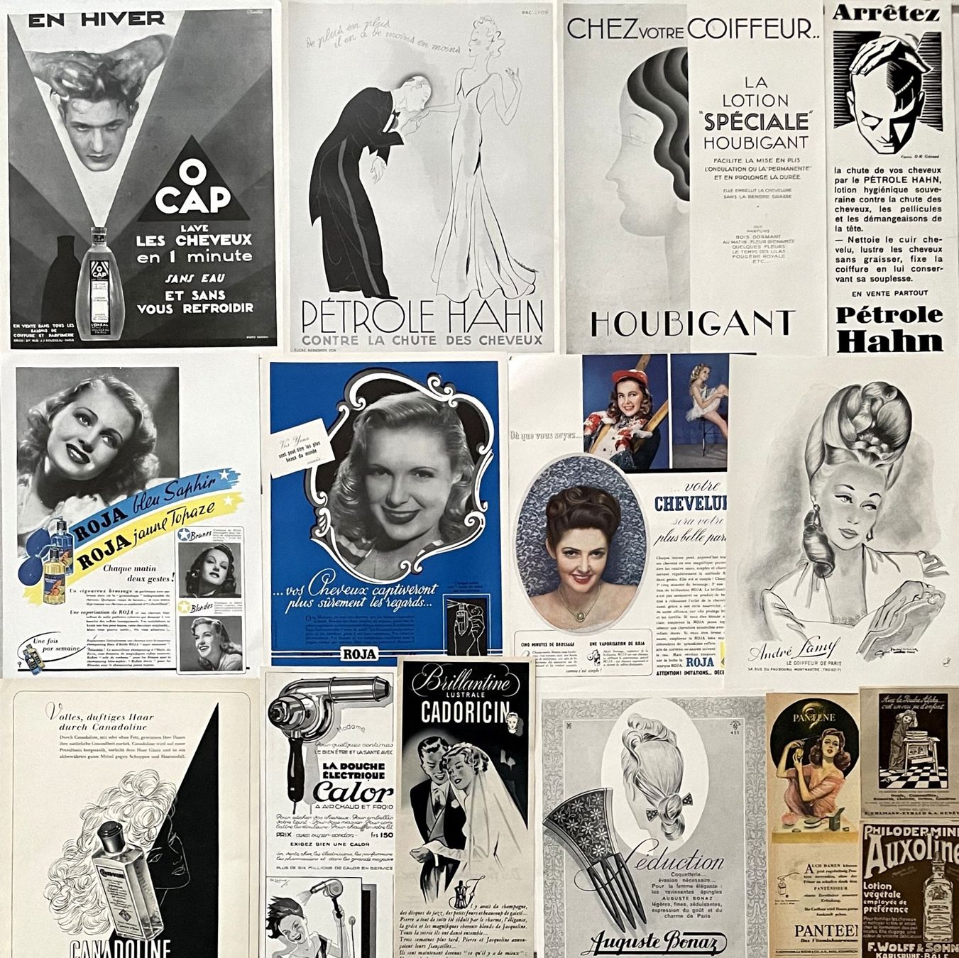 Grafiken & Lithographien: Haarpflege / Soins des cheveux 20 alte Werbungen / Réclames – Gebraucht aus Savagnier von Ne2065 2