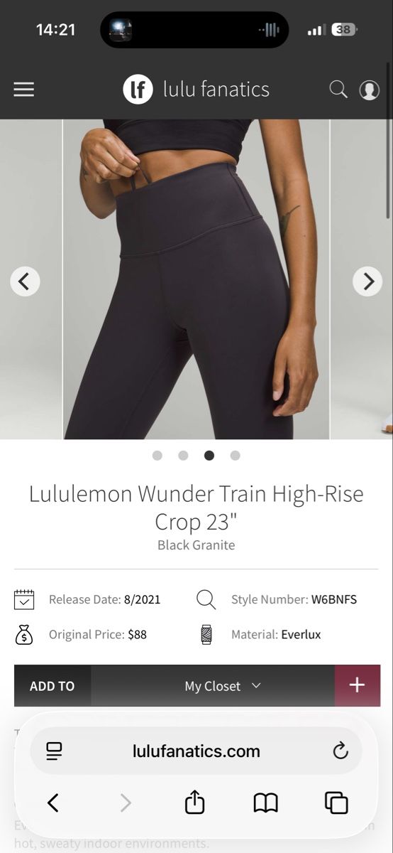 Lululemon Leggings: Lululemon Wunder Train High-Rise Crop 23" Black Granite (10) – Nuovo (secondo la descrizione) da Basel venduto da kla_6ln8 3