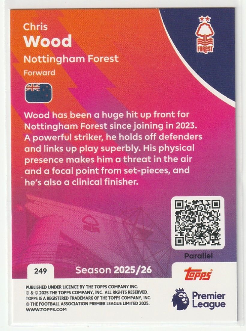 Topps Carte collezionabili: 2026 Topps Premier League Chris Wood Blue Parallel – Nuovo (secondo la descrizione) da Biel/Bienne venduto da historian-198 1