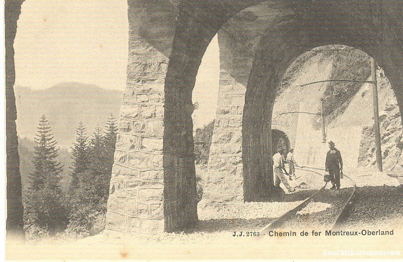 Cartoline postali: Chemin de fer Montreux-Oberland c1900 – Usato da Emmenbrücke venduto da teestube