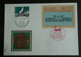 1972 125 Jahre Schweiz. Eisenbahn Brief  mit Präge Aufdruck