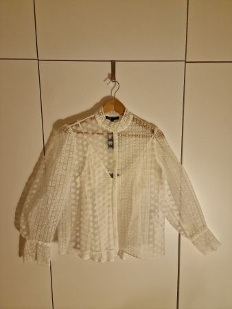 Maje Spitzenbluse Weiss Grösse 1 – Transparent / Stickerei