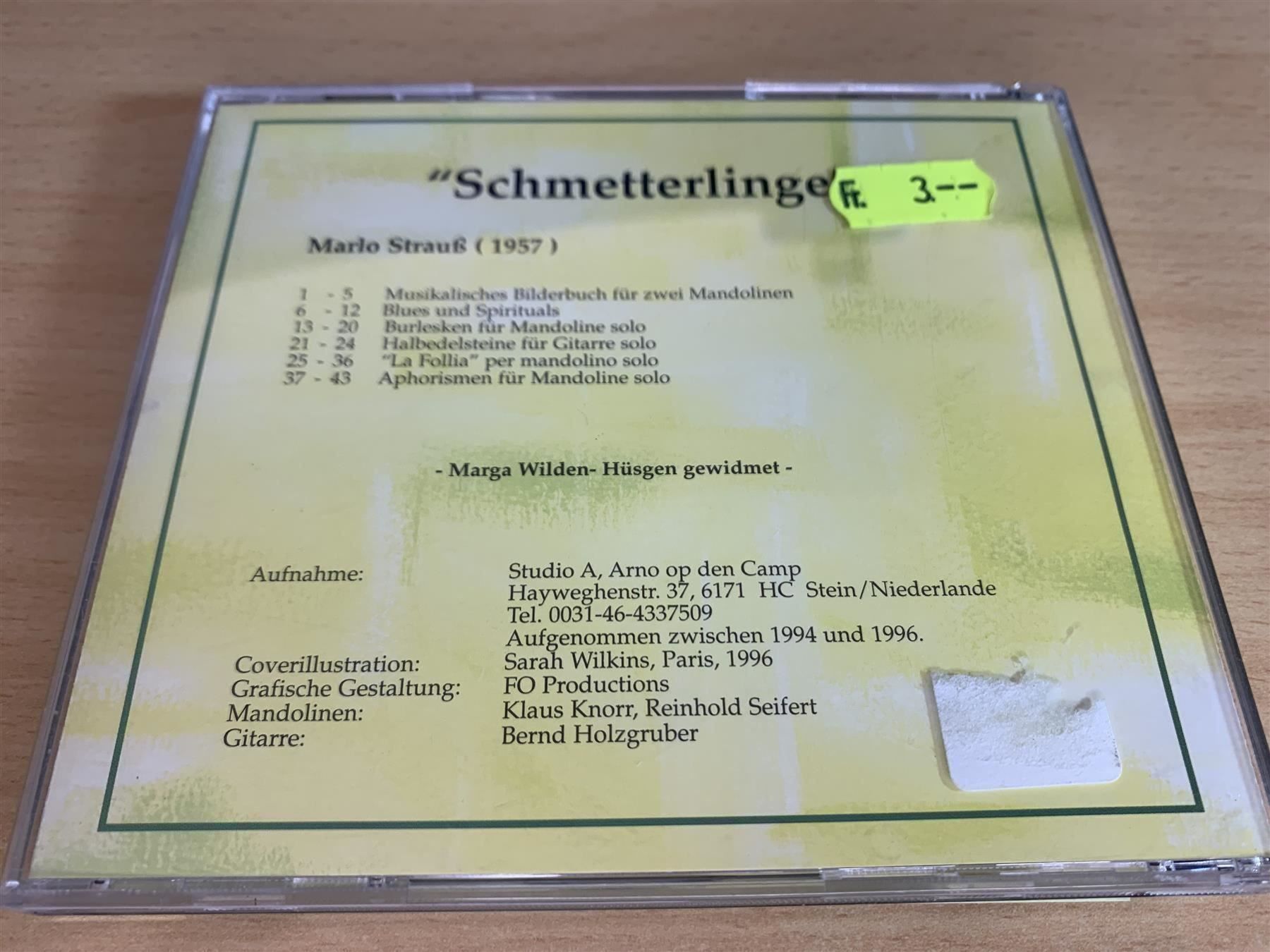 CD: Marlo Strauß - Schmetterlinge – Usato da Rikon im Tösstal venduto da Alpenmutz 1
