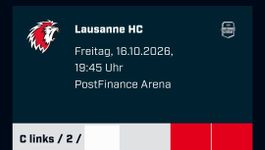 Ticket sc bern -  Lausanne  16.10.2026 PostFinance Arena