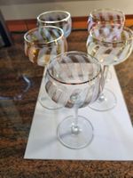 Vintage Cocktail Glaeser, 5 Stueck, Goldrand, Top Zustand