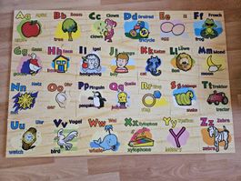 Grosses Holz-Lernpuzzle Alphabet, DE/EN,  61 x 91 cm