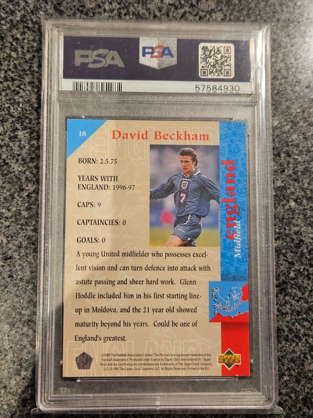 Panini Carte collezionabili: PSA 8 / David Beckham Rookie Card / 1997 Upper Deck England – Usato da Oberdorf BL venduto da BaldenEagle 1