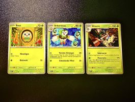 3 Pokemon Karten Bauz Arboretoss Silvarro guter Zustand