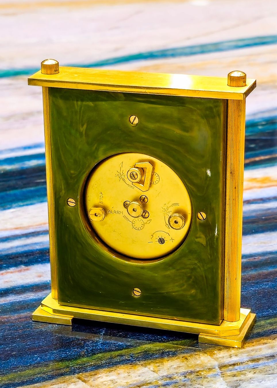 Jaeger-Lecoultre Wecker: Jaeger Le-Coultre Tischwecker mit grünem Jade – Gebraucht aus Lugano von R.Riccardo 4