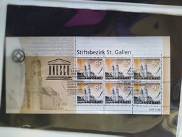 Unesco Briefmarkenbogen, Stiftsbezirk St. Gallen, sauber