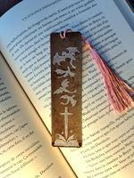 Marque-page métal gravé "Books & Dragons", fait main