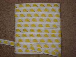 Webband BWgemisch weiss mit gelben Birnen 1cm breit