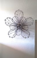 Wandskulptur, grosse dekorative Metallblumen 3er Set