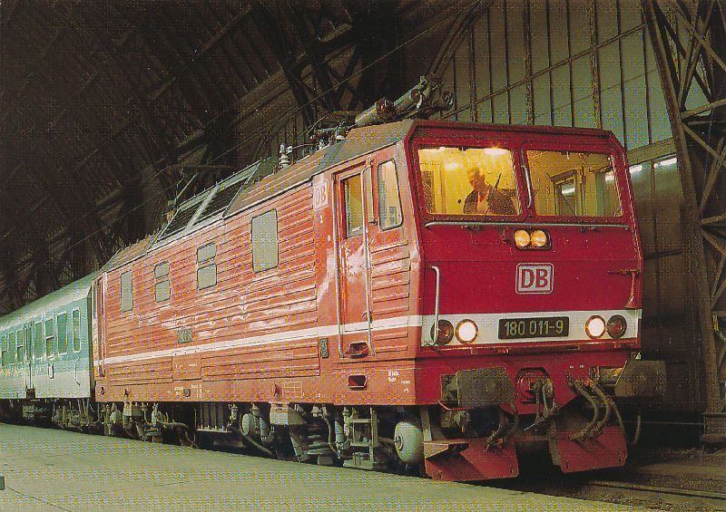 Ansichtskarten: Dresden Bahnhof -.DR Lok 180 + c1990 – Gebraucht aus Emmenbrücke von teestube