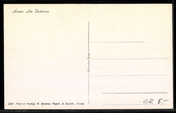 Cartoline postali: AK Arosa, Am Untersee – Usato da Berlin venduto da bartko-reher 1