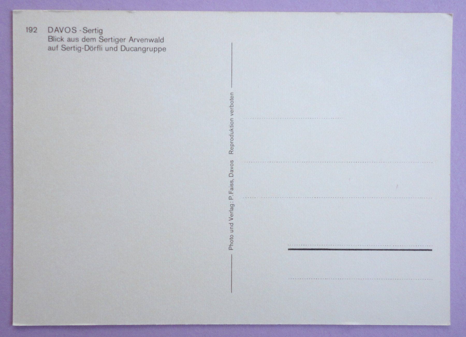 Cartoline postali: Davos - Sertig – Usato da Fétigny venduto da Billy2miny 1