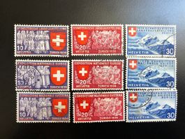 3 séries timbres 0blitéré Expo 1939d/f/i