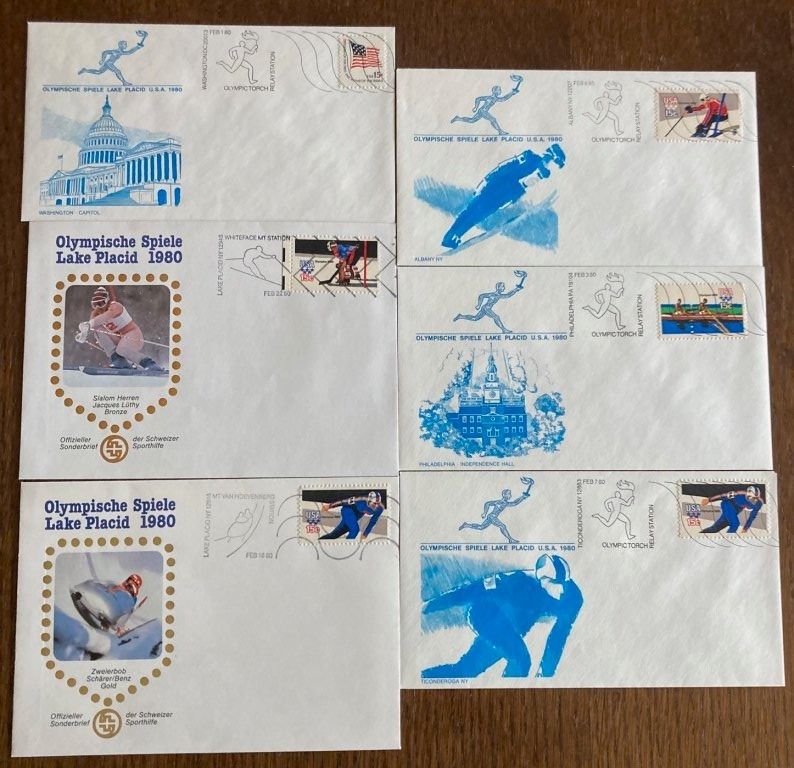 Alle Briefmarken: 6 Sonderbriefe Olymp. Spiele 1980 – Gebraucht aus Buchs SG von Chlaus52
