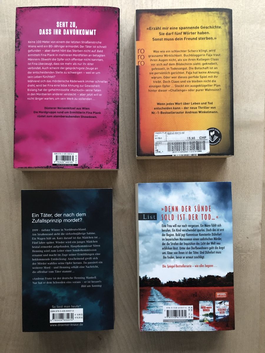 Bücher: Bücherpaket 4 Krimis – Gebraucht aus Freienbach von Meirikas 1